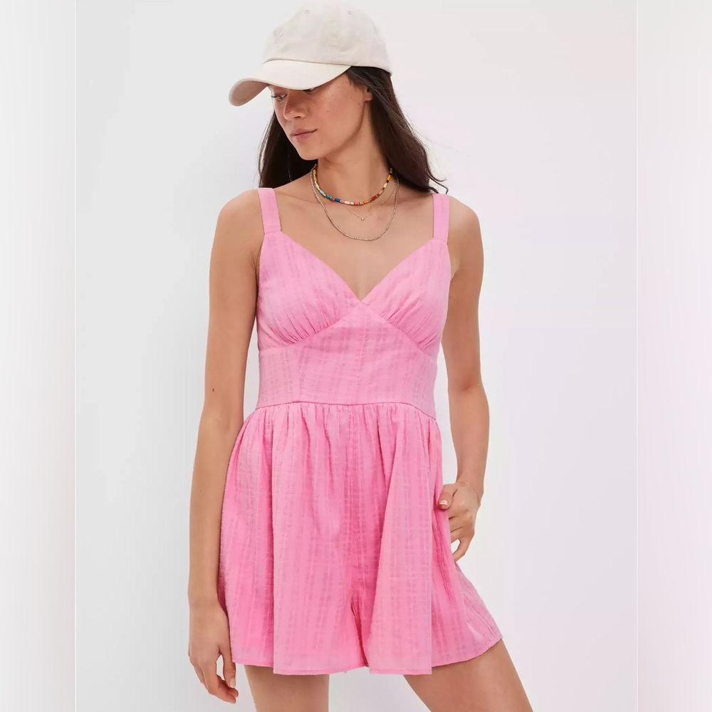 American eagle light pink corset romper